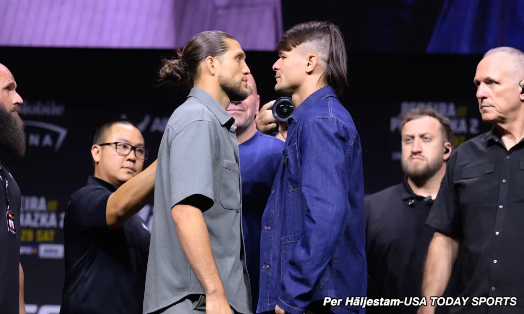 Brian Ortega vs Diego Lopes press conference faceoff UFC 303